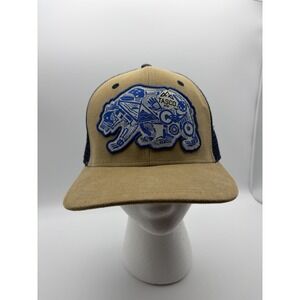 TASCO Hat Cap Snap Back Beige Blue Bear‎ Patch Trucker Mesh MTB One Size Mens